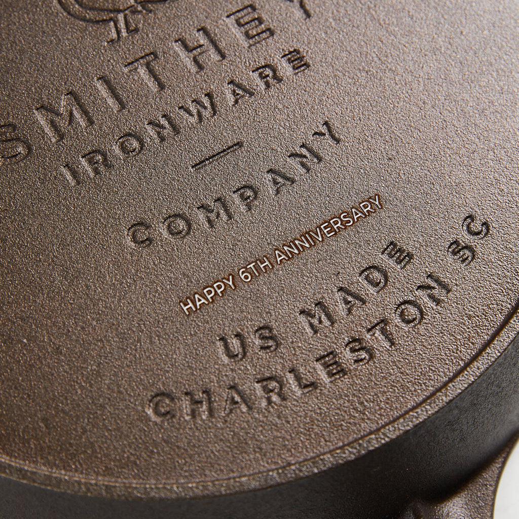 5 Inch Engraved Cast Iron Skillet - 6 Year Anniversary - Tree of Love