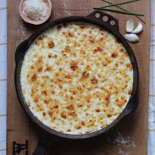 Creamy Skillet Corn with Brulled Cheese