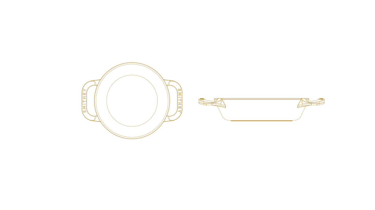 No. 6 Dual Handle Skillet Dimensions Blueprint