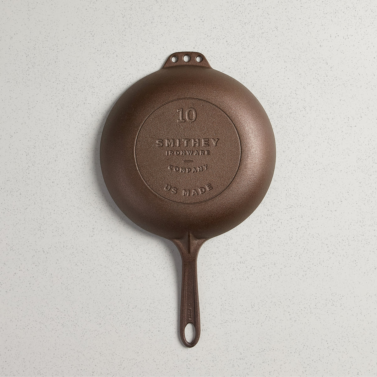 Underside of the No. 10 Chef Skillet showing the cast Smithey logo