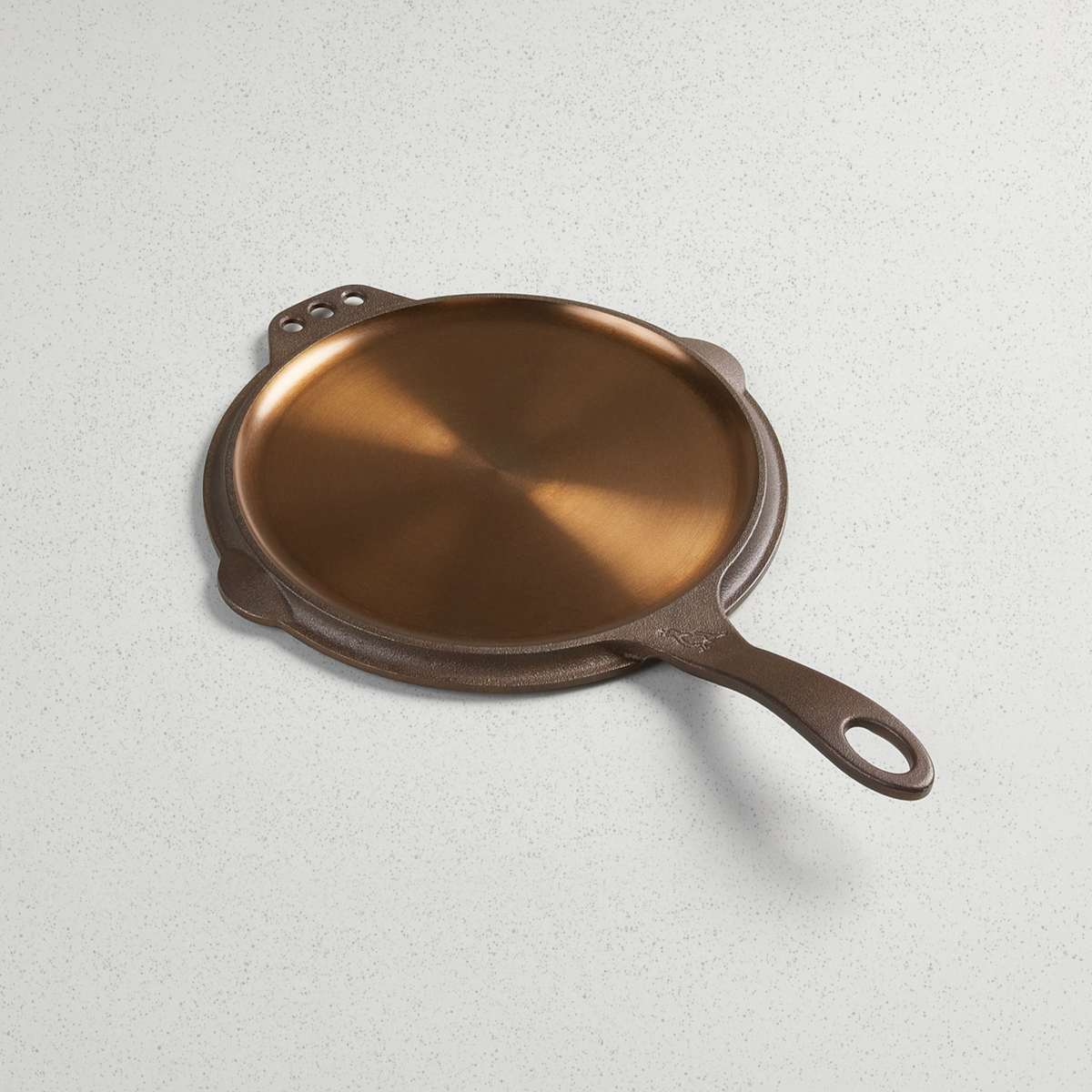 No. 10 Flat Top Griddle, angled overhead view of the polished cooking surface